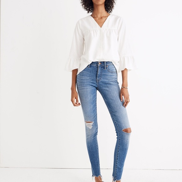 Madewell ‘Veranda Bell-Sleeve Shirt’ in Pure White - Picture 6 of 10